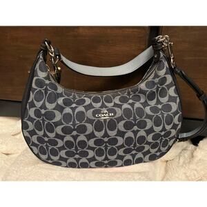 Beautiful Coach Denim Shoulder Crossbody Hobo Soho Navy